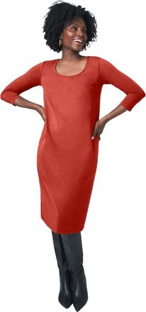 Jessica London Stretch Cotton T Shirt Dress in Burnt Red at Nordstrom, Size 16