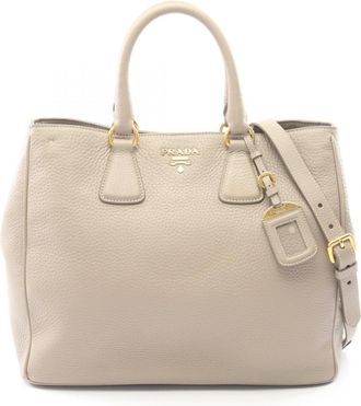 Prada Beige Leather Handbag Tote Bag (Pre-Owned)