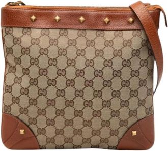 Gucci Pre-owned Vintage Crossbody Bag - Dames - Vintage Schoudertas - Beige - ONE Size - Leer - Vintage