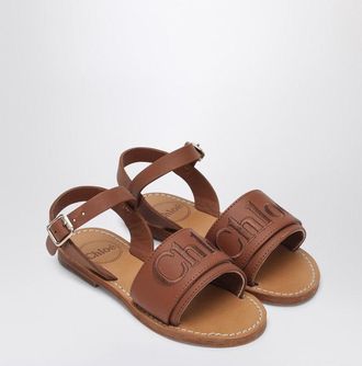 Chloé Chloé Brown Leather Sandals With Logo