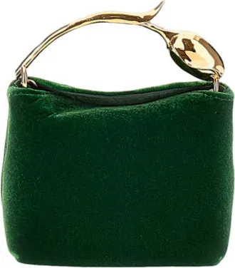 Erdem Green Micro Bloom Velvet Handbag