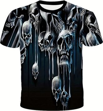 Generic Black Mens Tshirts Mens T Shirts Designer 2024 New Mens T Shirt Tee Halloween Shirt Graphic 3D Round Neck Black Blue Light Grey Dark Gray Gray 3D Prin