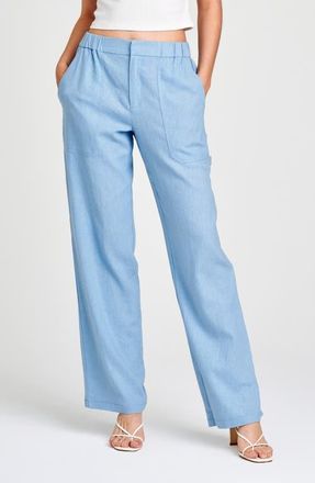 Wayf Daylight Wide Leg Linen Blend Pants in Dusty Blue at Nordstrom, Size X-Large