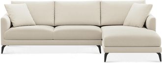 Castlery Lena Chaise Sectional Sofa Right Facing Customized, Cream, Matte Black Legs, Machine Washable, Castlery