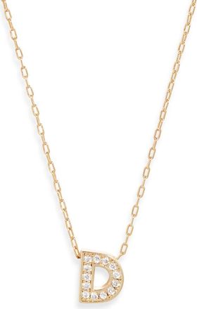 Nordstrom Pav&eacute; Cubic Zirconia Initial Necklace in D- Clear- Gold at Nordstrom