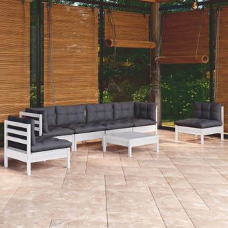 vidaXL Vidaxl - Muebles De Jard&iacute;n 7 Pzas Con Cojines Madera Maciza De Pino