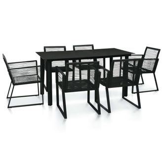 vidaXL Juego De Comedor De Jard&iacute;n 7 Piezas Rat&aacute;n Pvc Negro Vidaxl