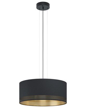 Eglo Eglo Esteperra 3 Light Pendant With Black Finish & Black Exterior & Gold Interior Shade