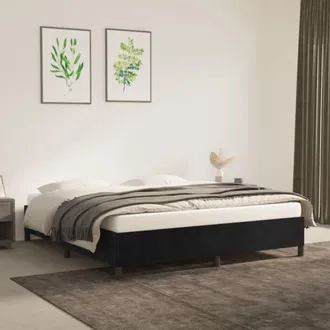 vidaXL Estructura De Cama Sin Colch&oacute;n Terciopelo Negro 160x200 Cm Vidaxl