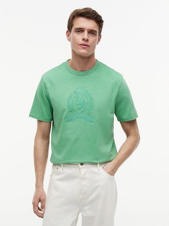 Tommy Hilfiger Mens Laurel Leaf Logo Garment-Dyed T-Shirt - Green - XXXL