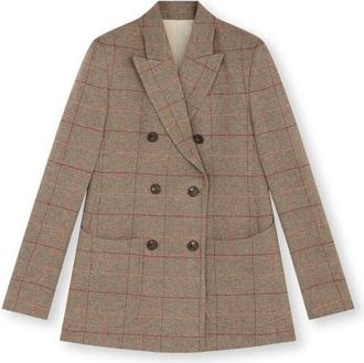 Fortela Classic Double-Breasted Plaid Jacket in Grey at Nordstrom, Size 40 Eu