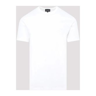 Giorgio Armani Tops, Heren, Wit, XL, Katoen, Katoenen Interlock T-shirt