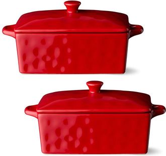 Certified International Berry Red Set Of 2 Rectangular Mini Bakers