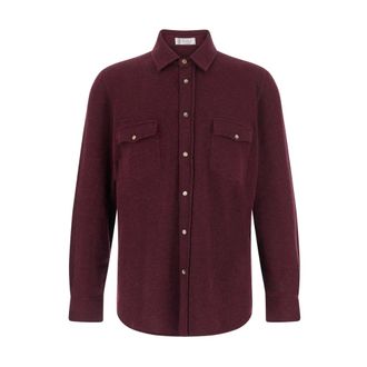 Brunello Cucinelli L - Lana - Shirts - Hombre - Rojo - XL