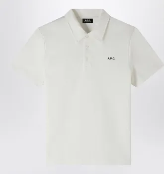 A.P.C. White short-sleeved polo shirt with logo embroidery