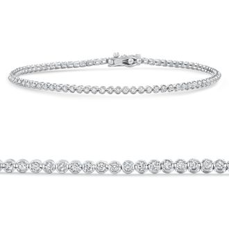 Pompeii3 14k White Gold 1Ct TW Natural Diamond Tennis Line Bracelet 7
