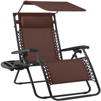 Best Choice Products 30 Extra Wide Folding Zero Gravity Patio Lounge Chair w/Adjustable Canopy Shade