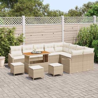 vidaXL Vidaxl - Conjunto De Sof&aacute; De Jard&iacute;n 13 Pcs Beige, Crema 110 X 55 X 71 Cm