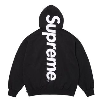 SUPREME SS26 Satin Appliqu&eacute; Hooded Sweatshirt Black SUP-SS26-191-BLK