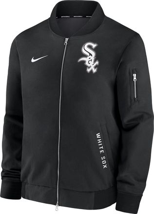 Nike Chicago White Sox Authentic Collection Dugout Nike Mens MLB Full-Zip Bomber Jacket in Black | 02F3902ZRX-TZ7