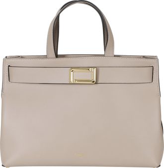 Lancel Refined Calfskin Leather Shoulder Bag With Double L Clasp