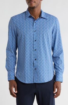 ConStruct Paisley Print Stretch Dress Shirt in Dusty Blue at Nordstrom Rack, Size Xx-Large