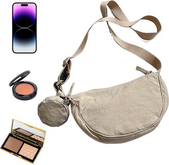 Generic Nylon Sling Bag - 10.63x6.69 Inch Crescent Purse, Waterproof Adjustable Strap with Compact Organization | Travel Friendly Design Lightweight Shoulder 
