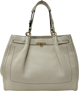 Ferragamo White Leather Tote Bag (Pre-Owned)