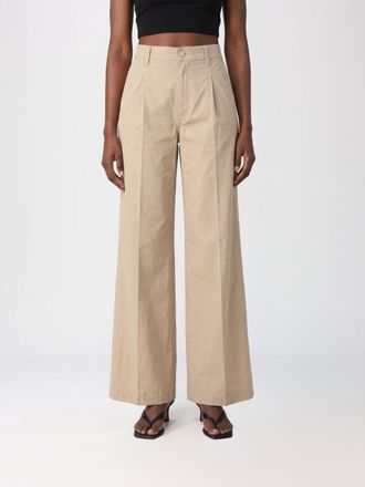 Pantaloni Torino Pantaloni wide leg a vita media in misto cotone