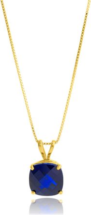 MAX + STONE 14k Yellow Gold 8mm Cushion Cut Gemstone Pendant Necklaces with 18 inch Box Chain