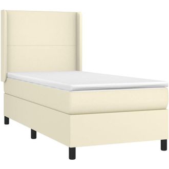 vidaXL Cama Box Spring Con Colch&oacute;n Cuero Sint&eacute;tico Crema 80x200 Cm Vidaxl