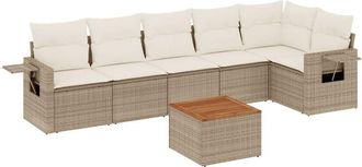 vidaXL Vidaxl - Set Sof&aacute;s De Jard&iacute;n 7 Piezas Y Cojines Rat&aacute;n Sint&eacute;tico Beige