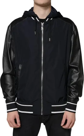 Dolce & Gabbana Black Hooded Full Zip Men Bomber Mens Jacket (Pre-Owned)