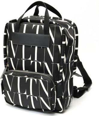 Valentino Black White Nylon Backpack (Pre-Owned)