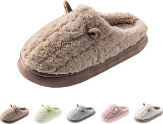 Generic Bunny Ear Slippers Sheep Slippers Women Cute Plush Slipper Cozy Faux Fur Lined Slipper Slip On Chunky Sole Sliders Warm Bedroom Sliders Solid Colour D