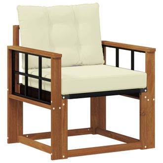 vidaXL Sof&aacute; De Exterior Madera De Acacia S&oacute;lida Natural Y Crema Vidaxl
