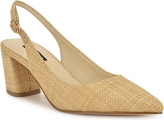 Nine West Kamsee Pump WoYellow Pointed Toe Block Heel Slingback GAL172