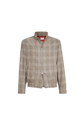Brunello Cucinelli Tartan outerwear jacket in Light Grey at Nordstrom, Size 54 It