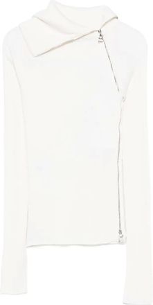 Sportmax Maglione a coste con zip - Bianco