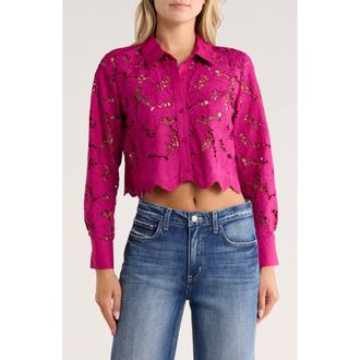 L'agence Seychelle Crop Button-Up Shirt in Ruby at Nordstrom Rack, Size X-Small