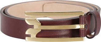 Victoria Beckham Bordeaux Regular Pin-Buckle Gold-Plated Leather Belt