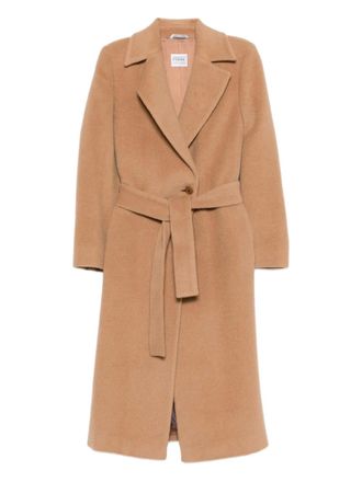 Gianfranco Ferre belted single-breasted coat - women - Virgin Wool/Mohair/Polyamide/Acetate/Viscose - 38 - Neutrals