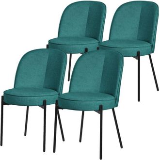ML Design ML-Design Set 4 Sedie da Sala Pranzo Verde Petrolio in Poliestere Gambe in Metallo, Struttura in Acciaio, con Schienale Semi-Rotondo, Poltrone