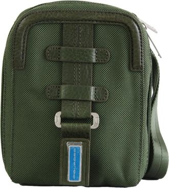 Piquadro Tassen, Heren, Groen, ONE Size, Leer, Groene Kleine Schoudertas Gerecyclede Materialen