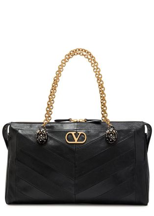 Valentino Garavani Panthea Medium Panelled Leather Shoulder bag - Black - One Size