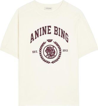 Anine Bing Jaylin Logo Cotton T-shirt - Cream - S (UK8-10 / S)
