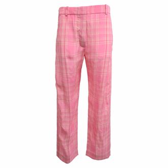 Victoria Beckham Plaid Trousers in Pink Viscose
