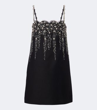 Valentino Crepe Couture crystal-embellished minidress