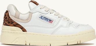 Autry CLC LOW SNEAKERS IN LEATHER COLOR WHITE AND LEOPARD
