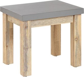 Beliani Beliani - Taburete De Jard&iacute;n De Cemento Reforzado Gris Con Base De Madera De Acacia Industrial Ostuni